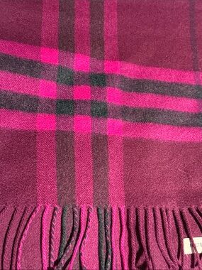 Burberry Hot Pink Plaid Wool Scarf